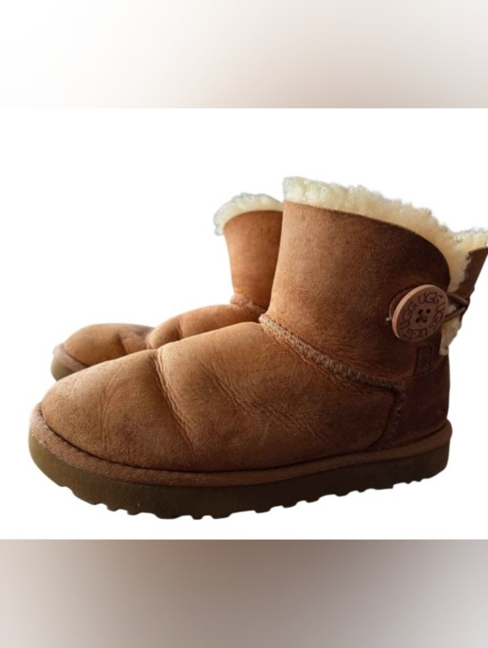 UGG Mini Bailey Button II Boots, Chestnut  Size 6